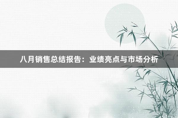 八月销售总结报告：业绩亮点与市场分析